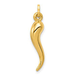 14K Y Gold Hollow 3D Italian Horn Pendant - Walter Bauman Jewelers