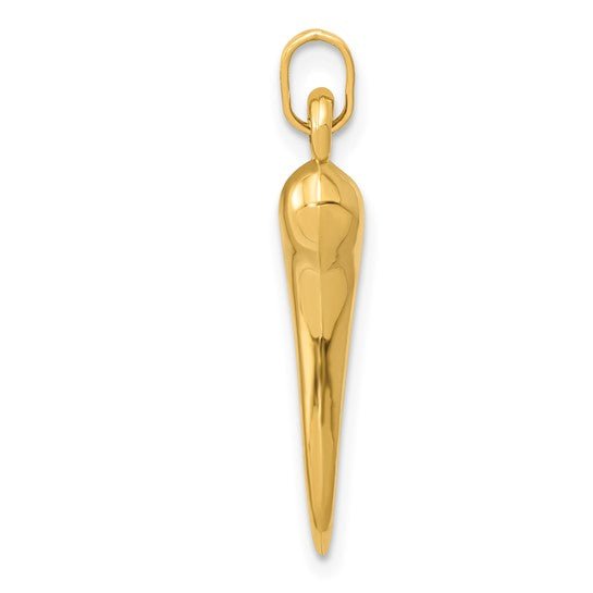 14K Y Gold Hollow 3D Italian Horn Pendant - Walter Bauman Jewelers