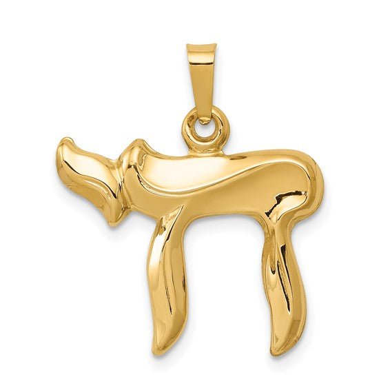 14K Y Gold Hollow Chai Pendant - Walter Bauman Jewelers