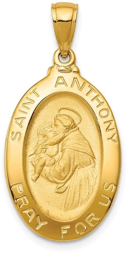14K Y Gold Hollow Oval Saint Anthony Medal 1.3grms - Walter Bauman Jewelers