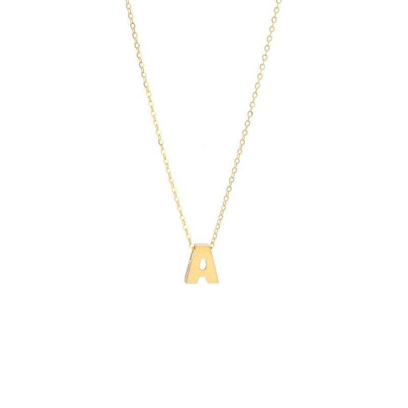 14K Y Gold initial 'A' pendant - Walter Bauman Jewelers