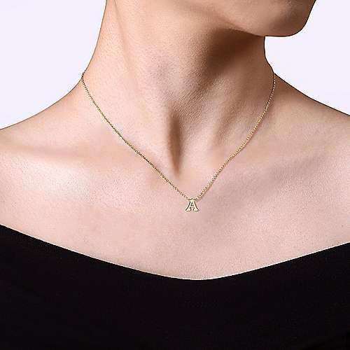 14K Y Gold Initial 'A' Pendant - Walter Bauman Jewelers