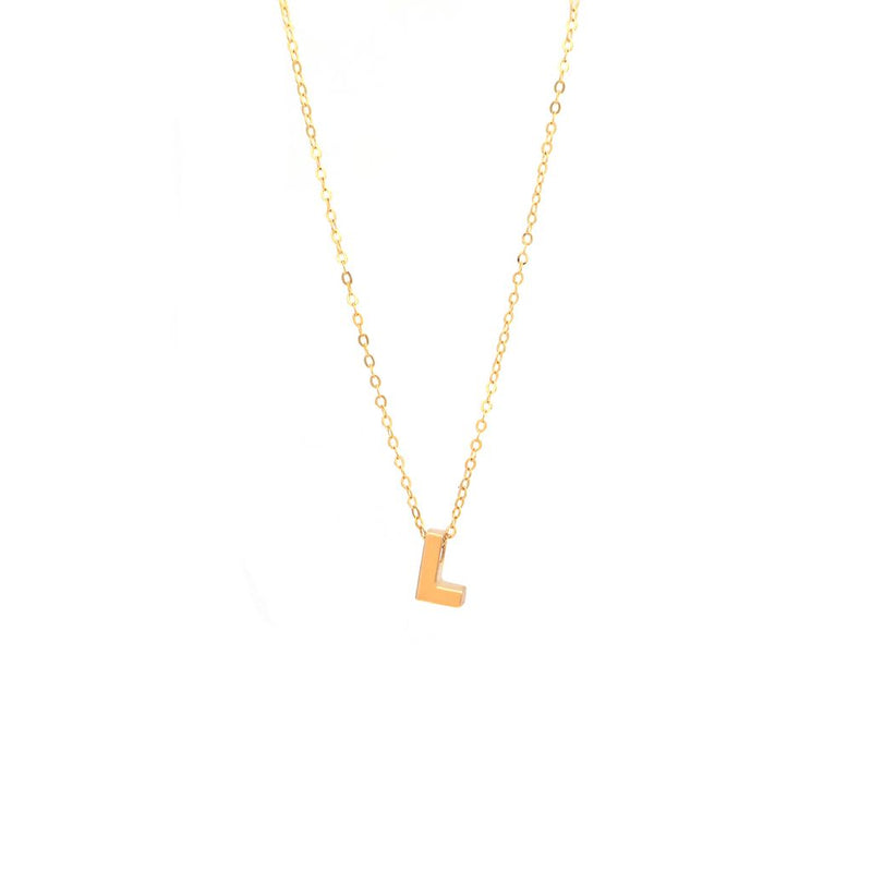 14K Y Gold initial 'L' pendant - Walter Bauman Jewelers