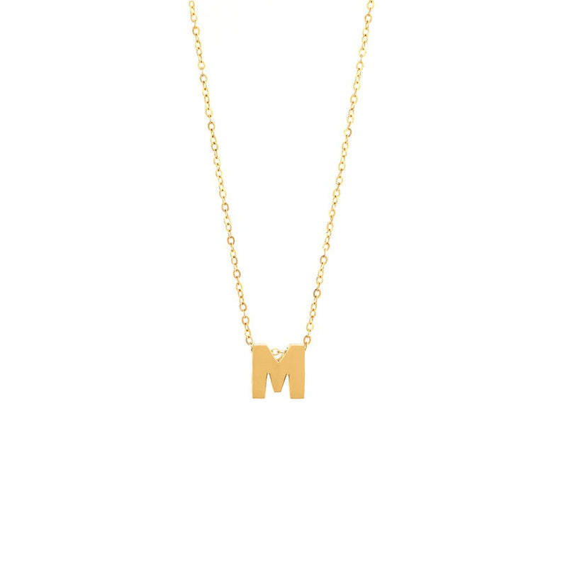 14K Y Gold initial 'M' pendant - Walter Bauman Jewelers