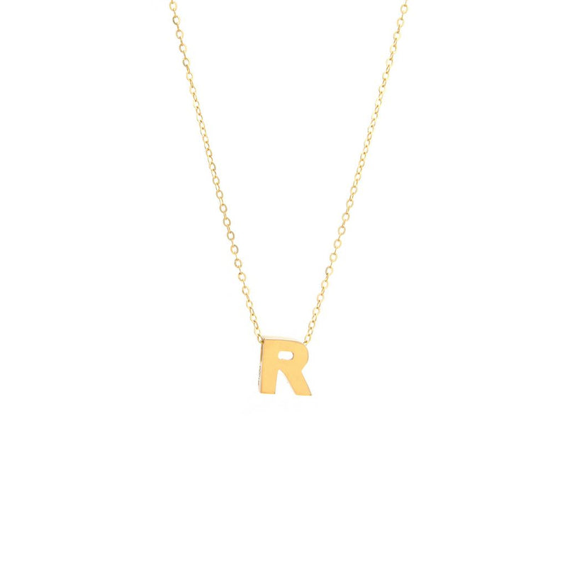 14K Y Gold initial 'R' pendant - Walter Bauman Jewelers