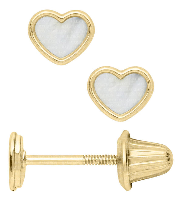 14K Y Gold MOP Baby Heart Earrings - Walter Bauman Jewelers