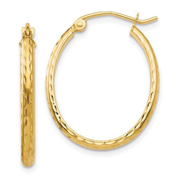 14K Y Gold Oval DC Hoop Earrings - Walter Bauman Jewelers