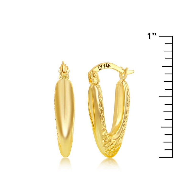 14K Y Gold Oval Dia Cut 20x10mm Hoop Earrings - Walter Bauman Jewelers