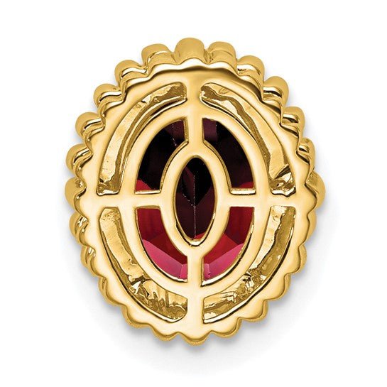 14K Y Gold Oval Garnet Beaded Pendant - Walter Bauman Jewelers