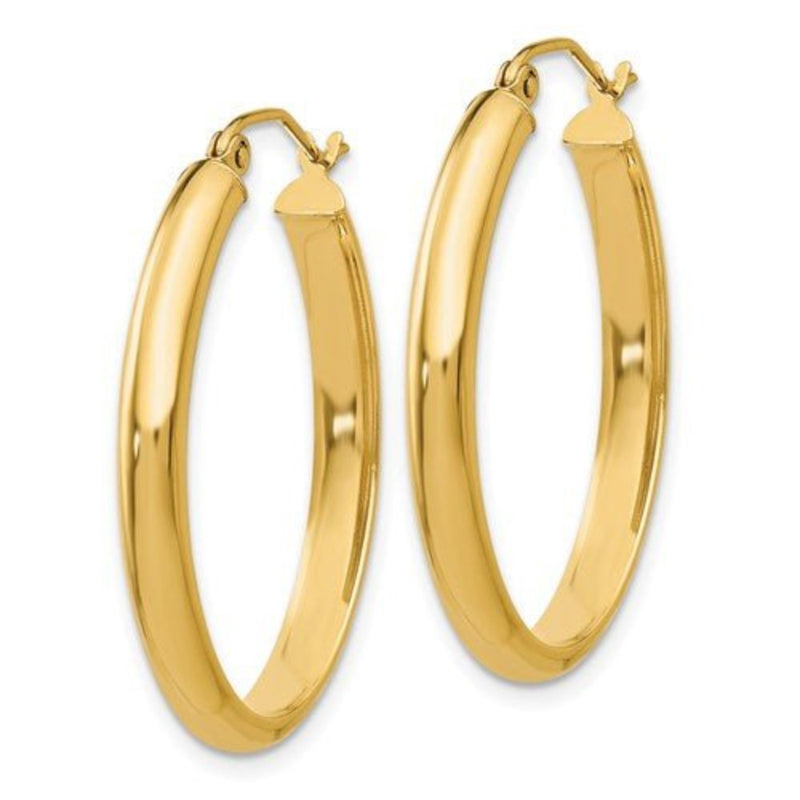 14K Y Gold Oval Hoop Earrings - Walter Bauman Jewelers