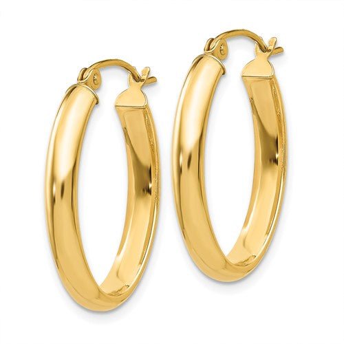 14K Y Gold Oval Hoop Earrings - Walter Bauman Jewelers