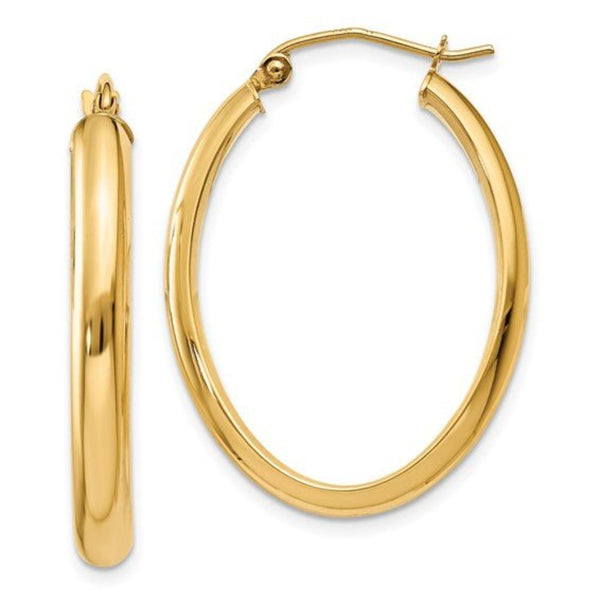 14K Y Gold Oval Hoop Earrings - Walter Bauman Jewelers