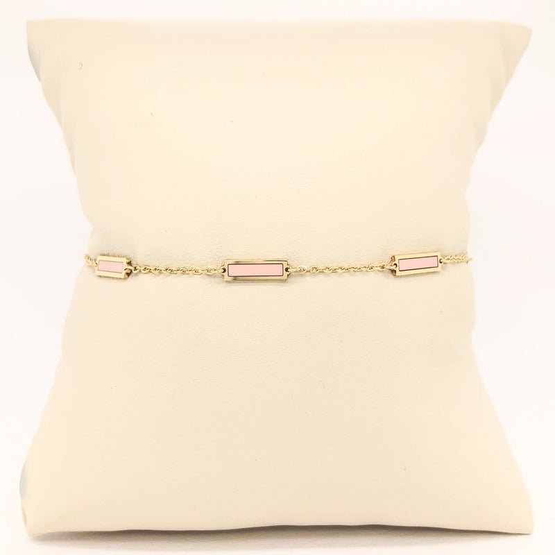 14K Y Gold Pink Enamel Bar Bracelet - Walter Bauman Jewelers