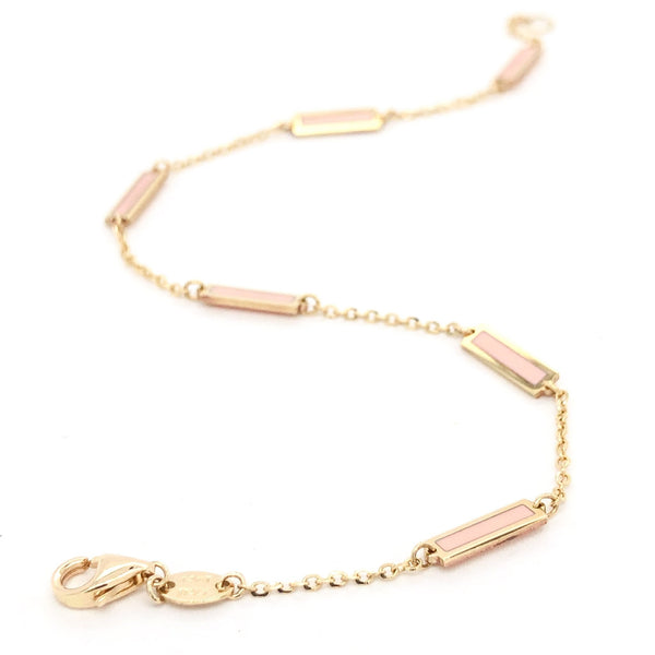 14K Y Gold Pink Enamel Bar Bracelet - Walter Bauman Jewelers