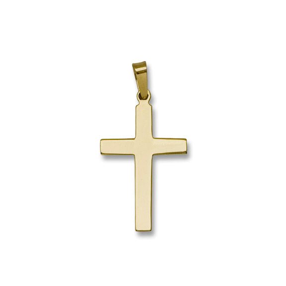 14K Y Gold Plain Solid Cross 1.5grms - Walter Bauman Jewelers