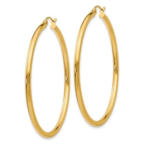 14K Y Gold Polished 50mm Tube Hoop Earrings - Walter Bauman Jewelers