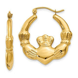 14K Y Gold Polished Claddagh Hoop Earrings - Walter Bauman Jewelers