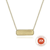 14K Y Gold Rectangular Bar Necklace with Twisted Rope Frame - Walter Bauman Jewelers