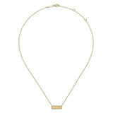 14K Y Gold Rectangular Bar Necklace with Twisted Rope Frame - Walter Bauman Jewelers