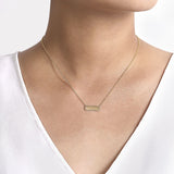 14K Y Gold Rectangular Bar Necklace with Twisted Rope Frame - Walter Bauman Jewelers