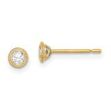 14k Y Gold Round CZ Milgrain Bezel Post Earrings - Walter Bauman Jewelers