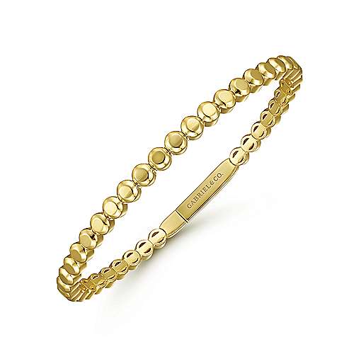14K Y Gold Round Disk Pattern Cuff Bracelet - Walter Bauman Jewelers