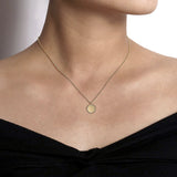 14K Y Gold Round Pendant Necklace with Bead Frame - Walter Bauman Jewelers