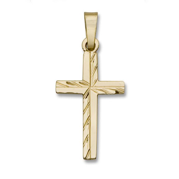 14K Y Gold Small Dia Cut Cross 0.6grms - Walter Bauman Jewelers