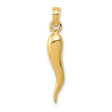 14K Y Gold Solid 3D Italian Horn Pendant - Walter Bauman Jewelers