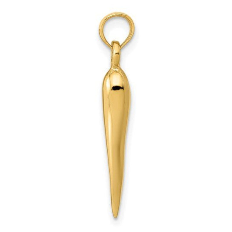 14K Y Gold Solid 3D Italian Horn Pendant - Walter Bauman Jewelers