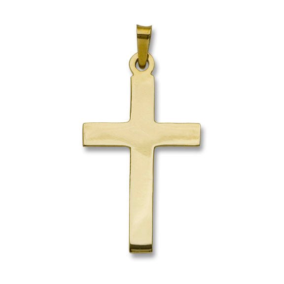 14K Y Gold Solid Plain Cross - Walter Bauman Jewelers