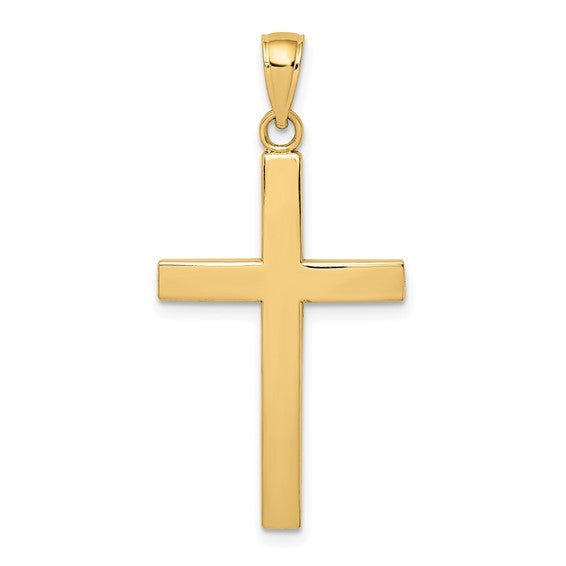 14K Y Gold Solid Polished Beveled Cross - Walter Bauman Jewelers
