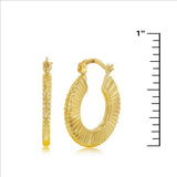 14K Y Gold Textured Hoop Earrings - Walter Bauman Jewelers