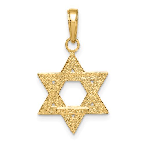 14K Y Gold Textured Star Of David Pendant 0.9grms - Walter Bauman Jewelers