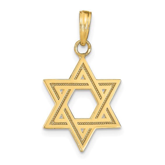 14K Y Gold Textured Star Of David Pendant 0.9grms - Walter Bauman Jewelers