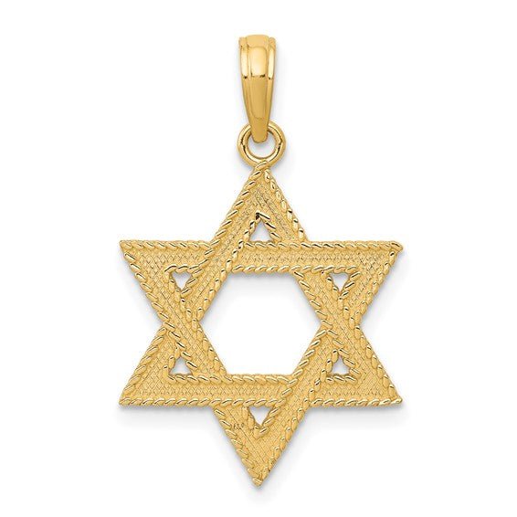 14K Y Gold Textured Star Of David Pendant 1.3grms - Walter Bauman Jewelers