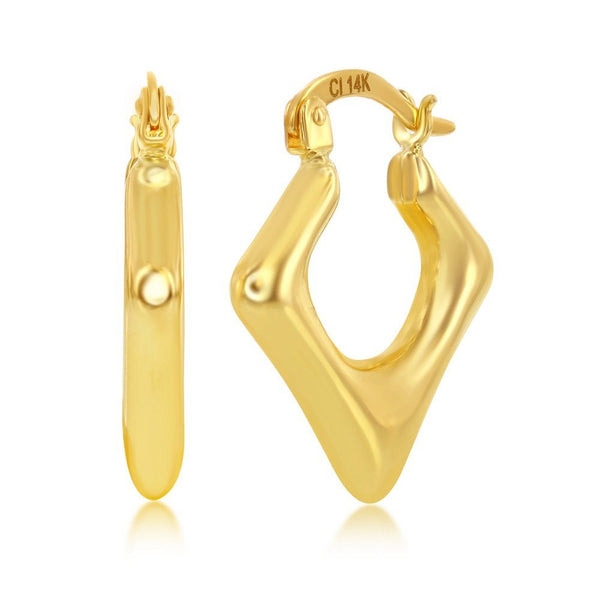 14K Y Gold Triangle Shape Hoop Earrings - Walter Bauman Jewelers