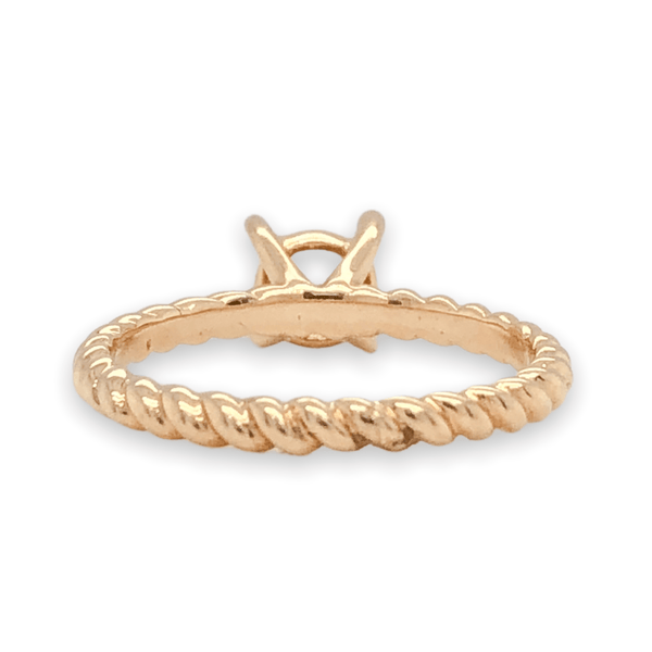 14K Y Gold Twisted Band Solitaire Eng. Setting - Walter Bauman Jewelers