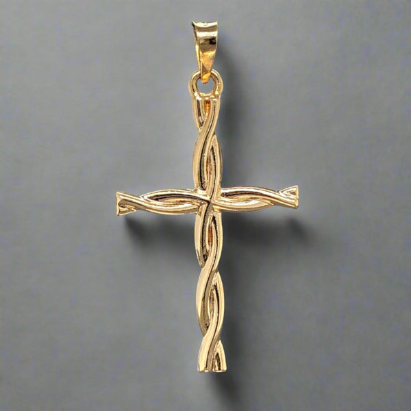 14K Y Gold Twisted Cross - Walter Bauman Jewelers