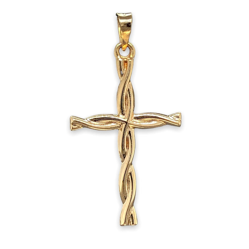 14K Y Gold Twisted Cross - Walter Bauman Jewelers