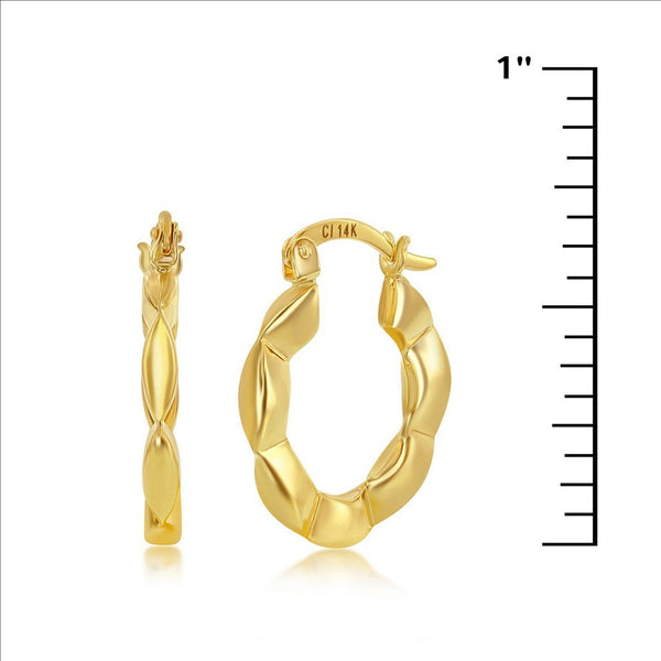 14K Y Gold Wave Design Hoop Earrings - Walter Bauman Jewelers