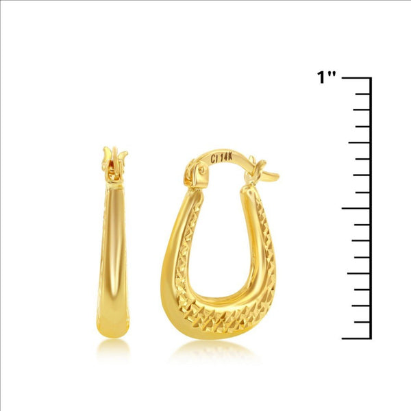 14K Y Gold X Design Dia Cut Hoop Earrings - Walter Bauman Jewelers