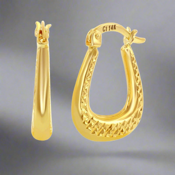 14K Y Gold X Design Dia Cut Hoop Earrings - Walter Bauman Jewelers