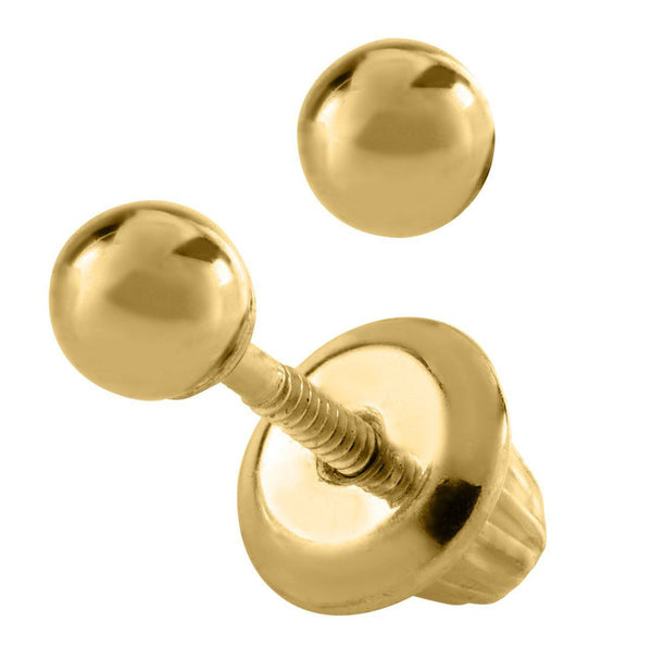 14k Yellow Gold 3.00mm Ball Baby Studs - Walter Bauman Jewelers