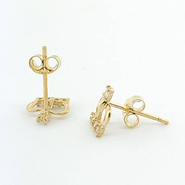 14K Yellow gold crown earring with cubic zirconia - Walter Bauman Jewelers