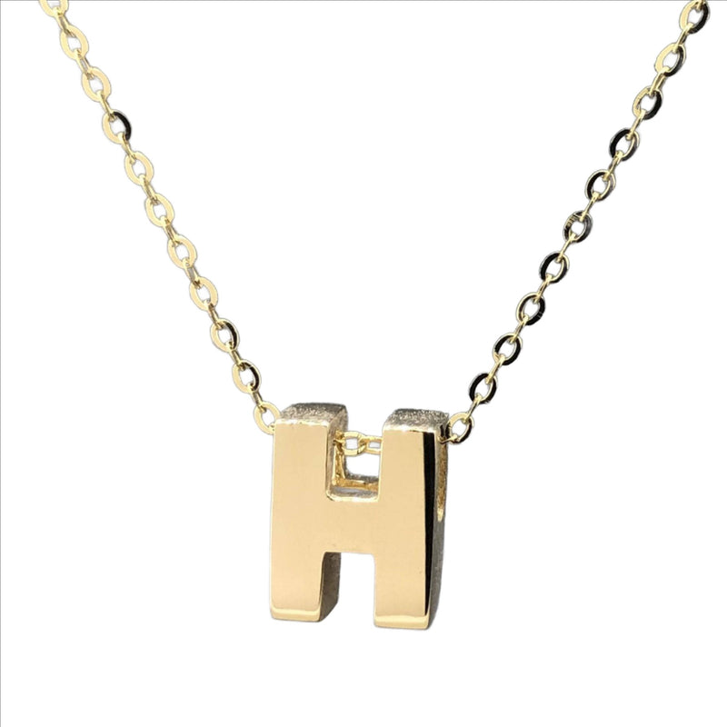 14K Yellow gold initial 'H' pendant - Walter Bauman Jewelers
