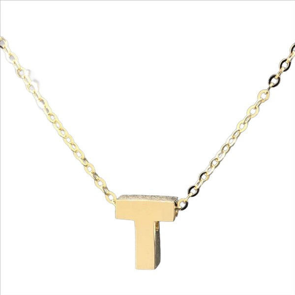 14K Yellow gold initial 'T' pendant - Walter Bauman Jewelers