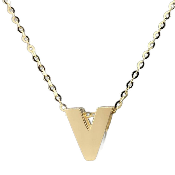 14K Yellow gold initial 'V' pendant - Walter Bauman Jewelers