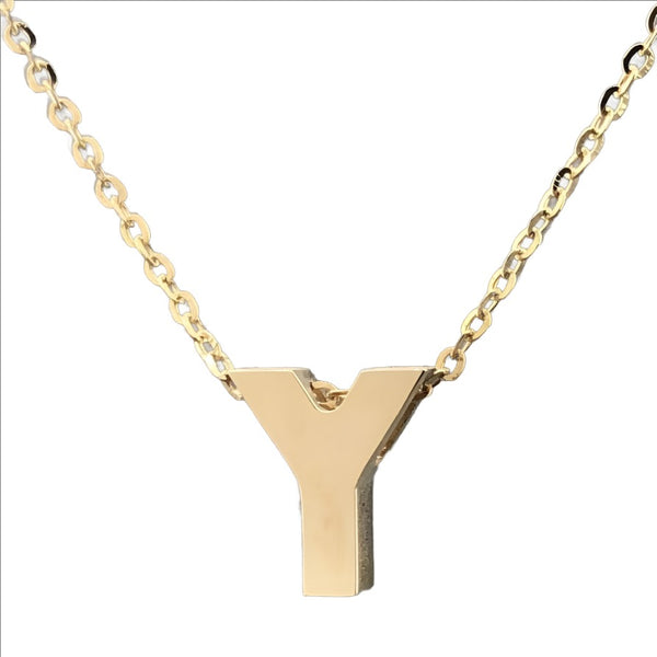 14K Yellow gold initial 'Y' pendant - Walter Bauman Jewelers