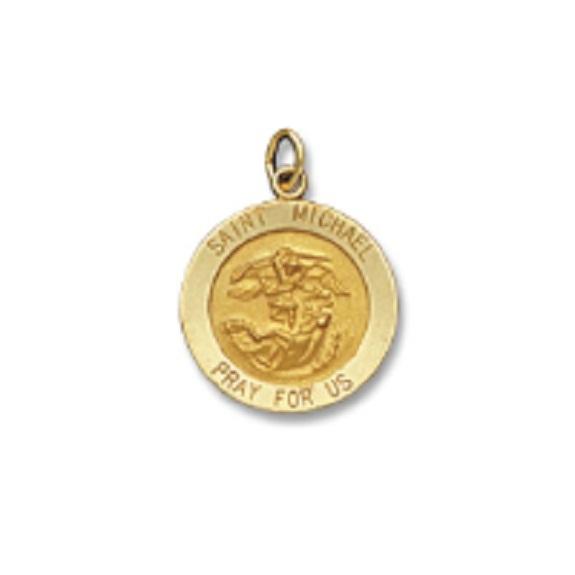 14K Yellow Gold Solid Saint Michael Medal - Walter Bauman Jewelers